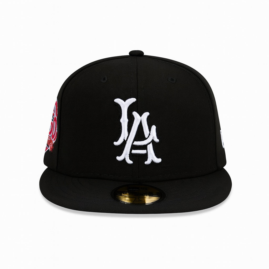 New Era 59fifty Black Los Angeles  60th Anniversary Side Patch